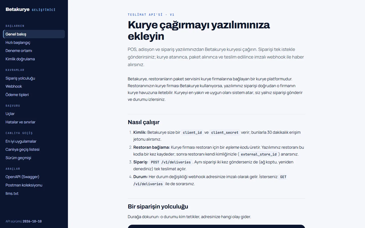Betakurye geliştirici belgesi: genel bakış ve nasıl çalışır